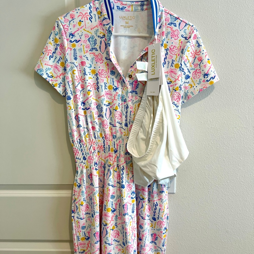 NWT Lilly Pulitzer White Golf Skort with Pink & Blue Accents - Picture 3 of 5